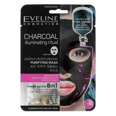 EVELINE Charcoal Deeply Moisturizing Face Sheet Mask  
